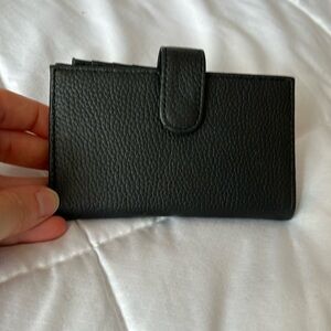 Genuine leather small black wallet
